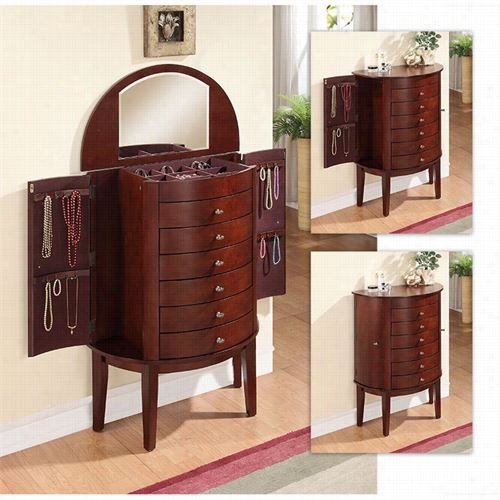 Powell Furniture 14j8034 Demi Jewelry Armoire In Mahogany Brown