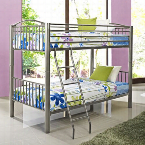 Powell Furn1ture 941-138 Heavy Metal Twin Over Twin Bunk Bed In Pewter