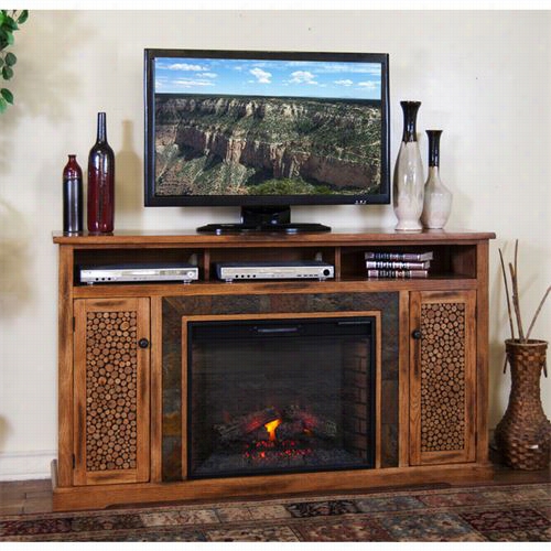 Sunny Designs 3489ro-66r Sedona 66"" Fireplace Tv Console In Rustic Oak