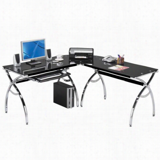 Techni Mobili Rta-0039lc-bk L~shaped Computer Desk In Black
