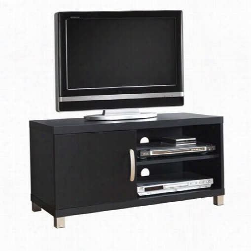 Techni Mobili Rta-8897-w-bk 4o"" Tv Stand With 1 D Oor In Black