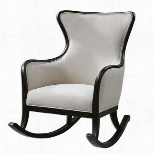 Uttermost 32165 Sandy High Back Rockinb Chair In Weatherd Black/white Mahogany