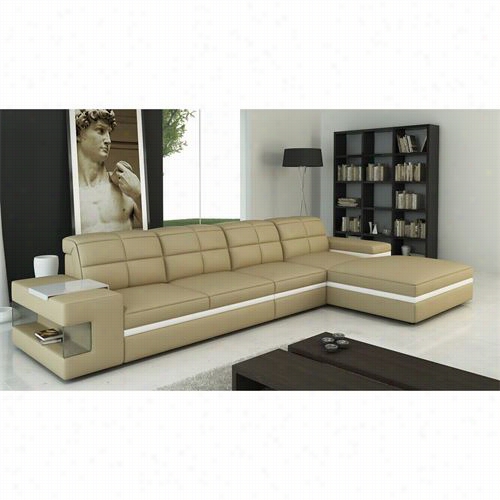 Vig Furniture Vgev6132 Divani Ca$a Odernbonded Leather Sectional Sotz In Beige/white With Chaise