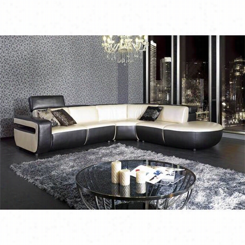 Vig Furniture Vgkn8380 Divani Casa Leathdr Seectional Sofa In Black/be Ige