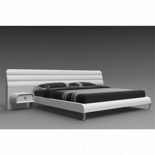 Whiteline Modern Living Bq1215-wht Liquido Queen Bed With Wall Headboard