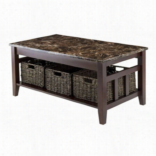 Winsome 76337 Z Oey Faux Marble Top Coffee Table In Chocolate