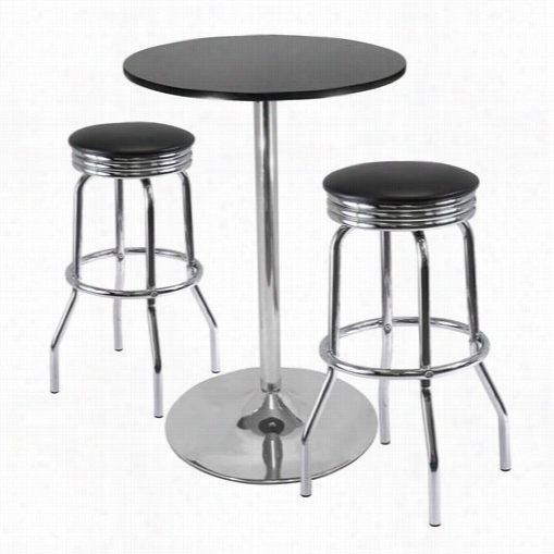 Winsome 93380 Summit 3 Piece Pub Table Set In Black/emtal