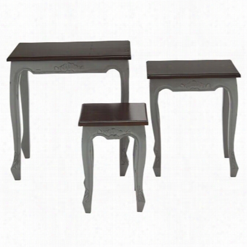 Woodland Miports 37734 Nested Woode Naccent Table With Contemporary Style - Set Of 3