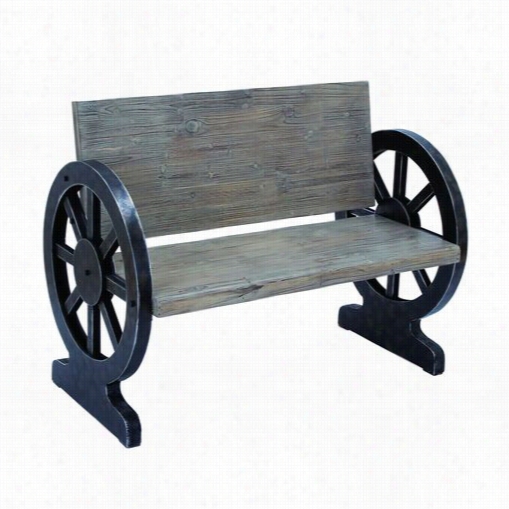 Woodland Imports 85977 Wealthy Wood Bench With Weigt Bearing Wheel Shaped Legs