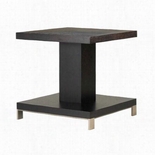 Allan Copley Designs 30507-02 Force Suit End Table In Mocha On Oak With Brushed Stainless Steel Accents