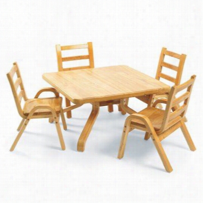 Angeles Ab7800125 Naturlwoods Quare Toodler Table And Chair Set In Natural