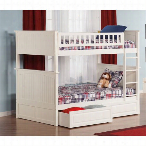 Atlantic Furniture Ab5952 Nantucket Full Over Full Bunk Bed With 2 Raised Panel Bed Draqers