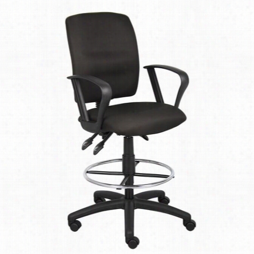 Boss Office Products B1637-bk Mulfi-function Fabric Drafting Stool With Loop Weapons