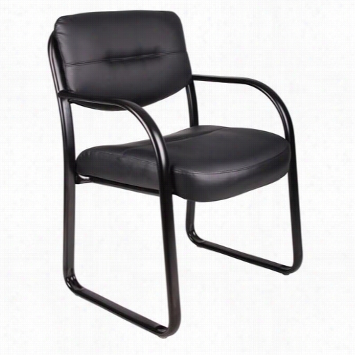 Boss Office  Products B9529 Leathr Sled Base Side Chair In Black