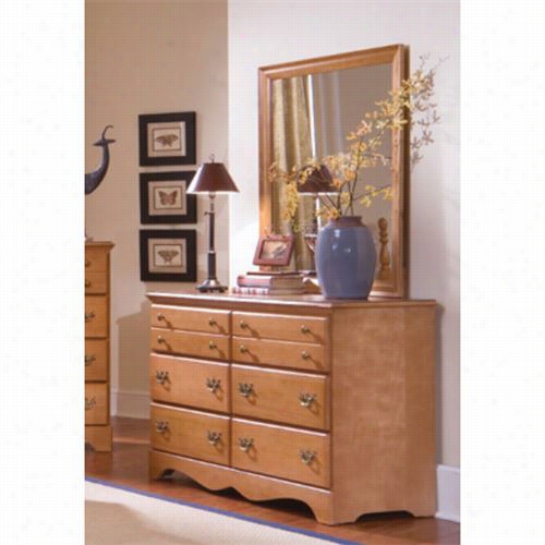 Carolina Furniture 155600-156400 Common Sense 6  Drawwr Double Dresser With 30"" X 34"" Landscape Mirror In Salem Mmaple