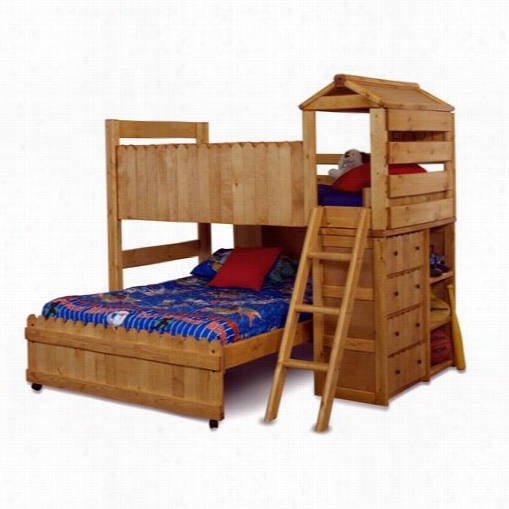 Chelsea Hom E Furniture 351426-4268 Twin /full Loft Bed Attending Ladder In Cinnamon