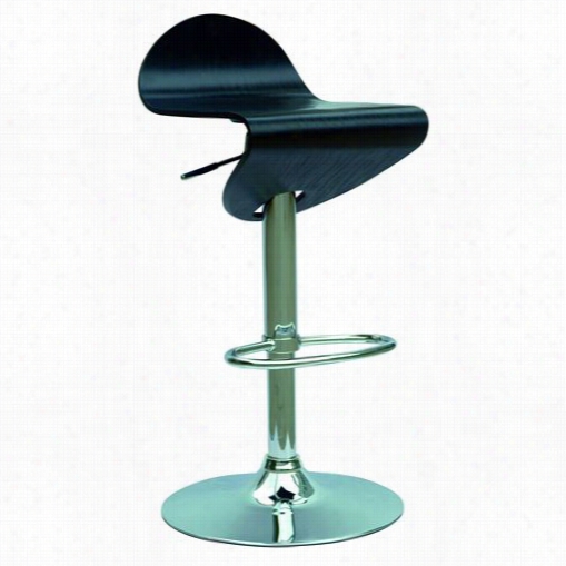 Chintaly Imports 0350-as Bent Wood Pneumatic Aeriform Fluid Lift Adujstable Heiht Swivel Stool In Ash / Chrome