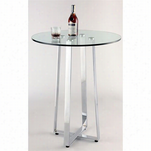 Chintaly Imports Chambers-counter-table C Hambers Hih Bar Table In Chrome / Cl Ear Glass