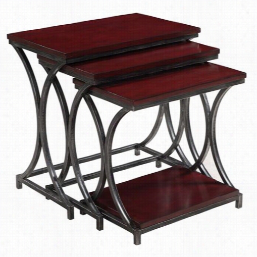 Coast To Coat 61630 Nesting Tables In Iberis Red And Pewter - Sharpen Of 3
