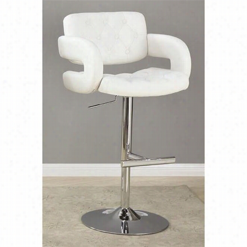 Coaster Furniture 102457 29""h Obstacle Stool With Tufted Seat Cushion In Chrome With White Fabric