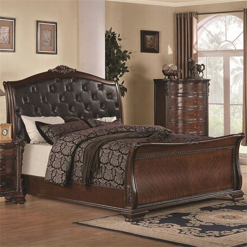 Coaster Furniture 202261kw Maaddison Califronia Kinv Sleigh Bed With Upholstered Headboard In Warm Brown Cherry