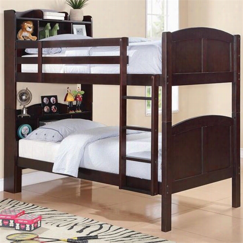 Coaste Furniture 460442 Parker Twin Bookcase Bunk Be Dwith Built-in Ladder