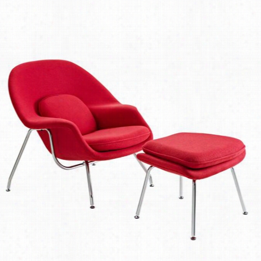 East Ennd Imports Eei-113-red W Lounge Chair And Ottomann Set Ni Red