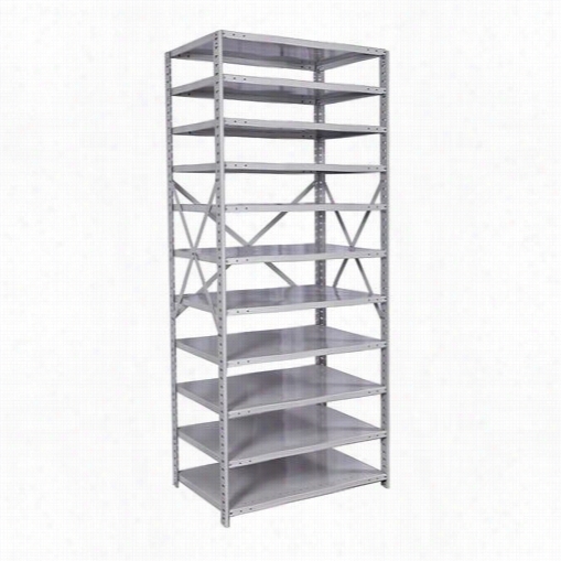 Hallowell 451c-24pl-am 36""w X 24""d X 87""h 11 Adjustanle Shelves Staarter Unit Open Style Withh  Sway Brace Medsafe Antimicrobial Hi-tech Shelving In Platinum