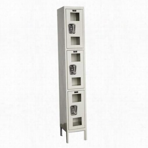 Hallowell Usv1288-3apt 1z""w X 18""d X 78&qukt;"h Triple Iter 1-wide Assembled Safety-view Locker In Parchemnt