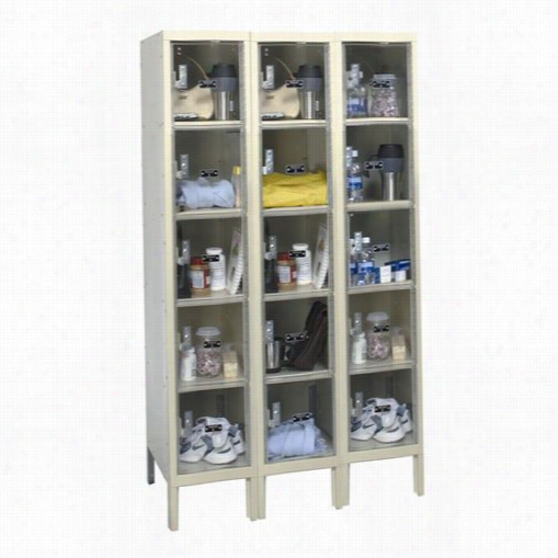 Hallowell Usvp3226-5pt 36""w X 12""d X 66""h 5-tier 3-wide Knock-down Safety-view Pluus Locker In Parchment