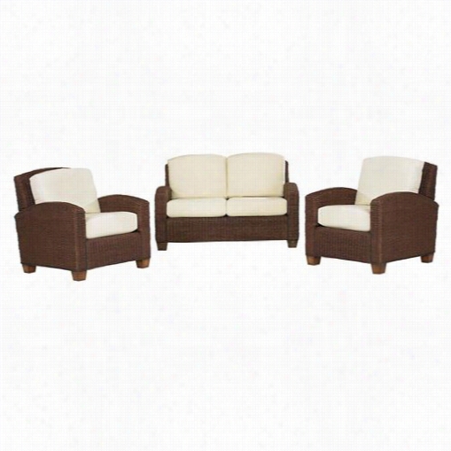 Home Styles  5402-300 Cabana 3 Piece Leaf Wicksr Seat Set In Cocoa