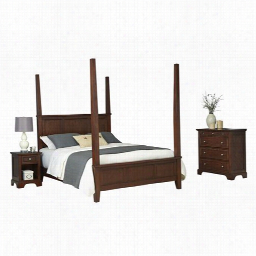 Homw Styles 5529-5203 Chesapeake Queen Poster Bed, Night Stand, And Chest In Cherry