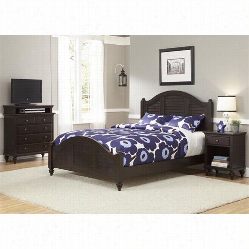 Home Styles 5542-5019 Bermuda Queen Bed, Night Stand And Tv Media Chest In Espresso