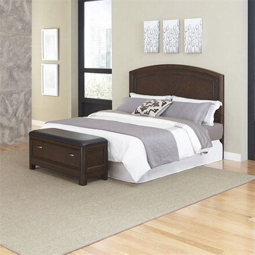 Home Styles 5549-6022 Crescent Eminence   King Headboard And Upholsteredbench In Tw O-t One Tortise Shell