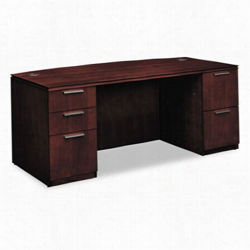 Hon Industries Honvw072dc1z9 Arrive Bow Front Veneer Desk With 5 Draers And Double Pedestal