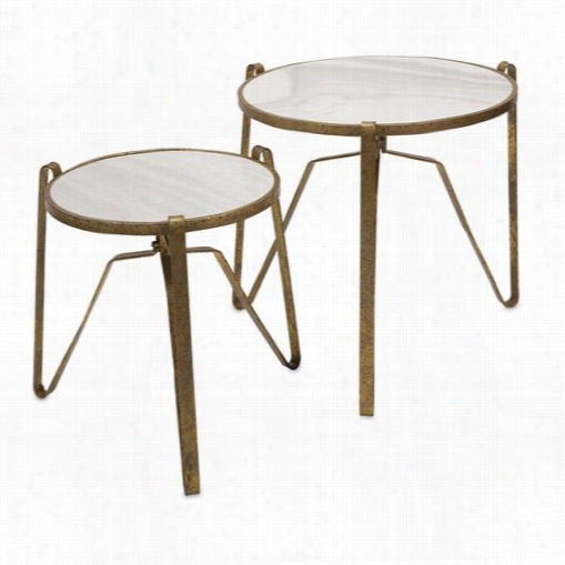 Imax Worlwdide 7446-2 Marley Marble Top Tables - Set Of 2