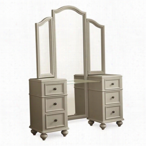 Legacy Classic Furniture 4830-7400-k  Haley Vanity By The Side Of Mirror In Mo Rning Mist