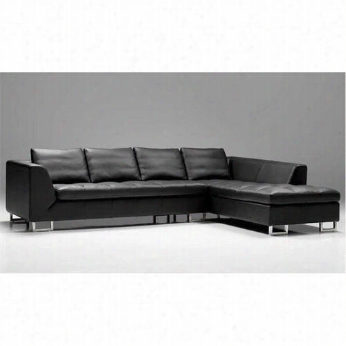 Mobital Tdtris-sectional-rsf-chhaise-top-grain-leather-blk Tetirs Right Sise Facing Chaise Sectional In Blwck Wit H Top Grain Leather