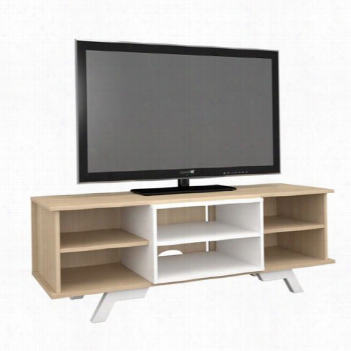 Nexera 104039 Stiletto 54"" Tv Stand In Natural Maple/white