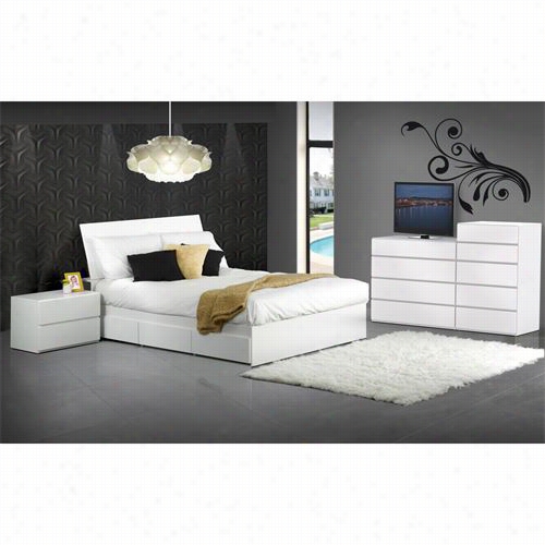 Nexera 40044 4 Blvd 54"" Bedro0m Kit Includes Bed, Headboard, Nightstand, 5 And 4  Drawers Chests