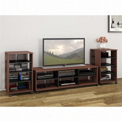 Nexera 400680 Jasper 60q&uot;" Tv Stand And Mobile Storage Tower Entertainment Set In Moka/black