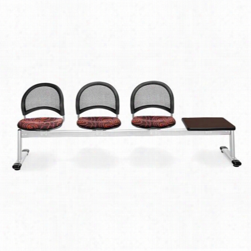 Ofm E334t Elements Moon 4-unit Beam Seating With 3 Seats And 1 Mahogany Table
