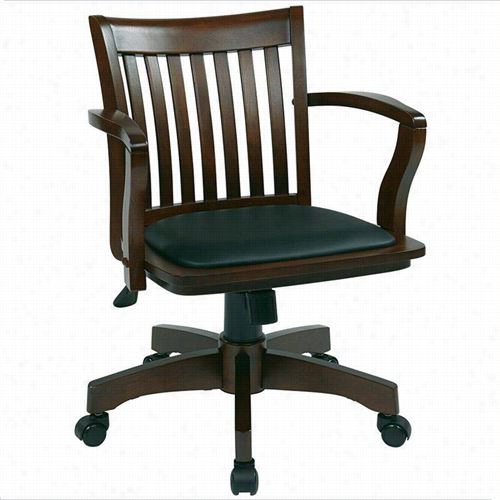 Osp Designs 108es-3 Deluxe Wood Banker's Chair With Vinyl Padded Seat In Espresso