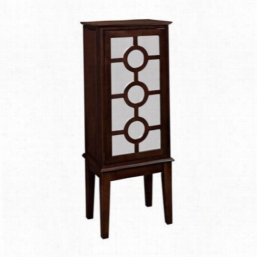 Poweol Furniture 566-523 Mirrod Jewelry Armoire In Dark Brown