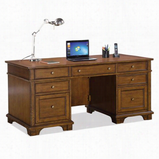 Riverside 65530 Marston Executive Desk In Rutledge Burnished Oak