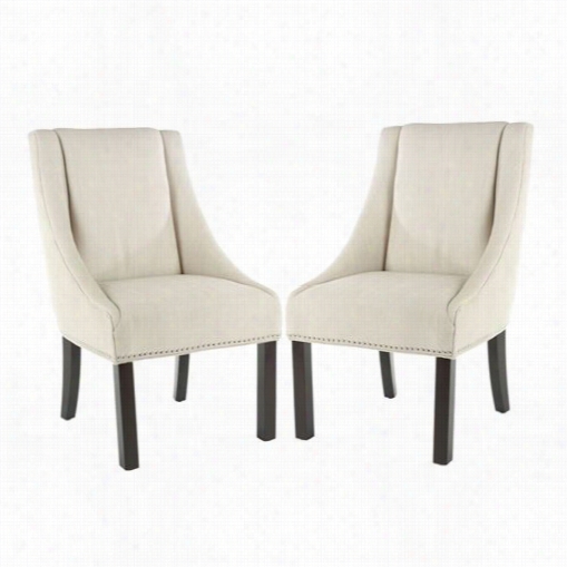 Safavieh Mcr4708a-set2 Set Of 2 Morris Molly Sloping Arm Chair In Beige