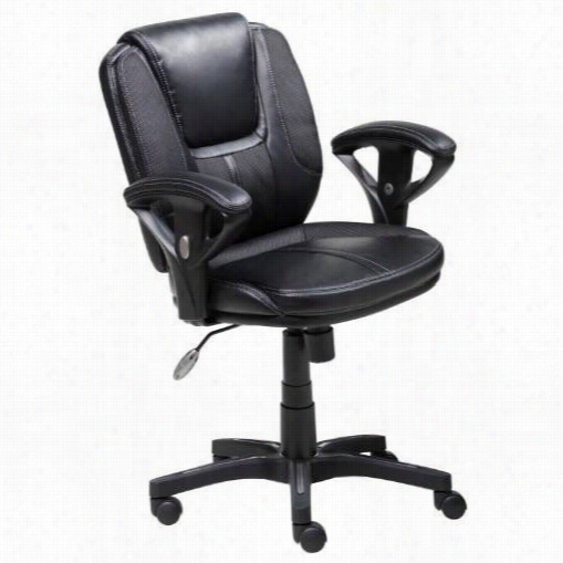 Serta At Home 43671 Puresofft Faux Leathe R With Mesh Task Office Chair In Black