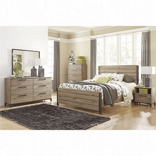 Signature Design Near To Ashley B 298-54-b298-57-b298-9-b298-91-b298-91 Dexfield Queen  Panel Bed  Wth Two Niightstands