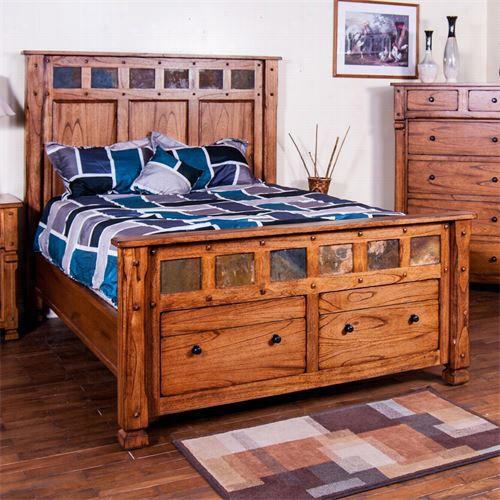 Sunny Designs 2322ro-ck Sedona California King Panel Bed In Rustic Oak With Storrage