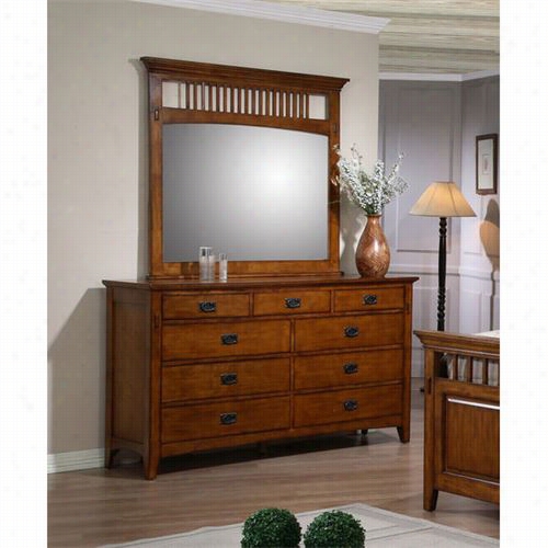 Sunset Commercial Ss-tr750-dr_mr Tremont Dresser And Mirror Set In Warm Chestnu T
